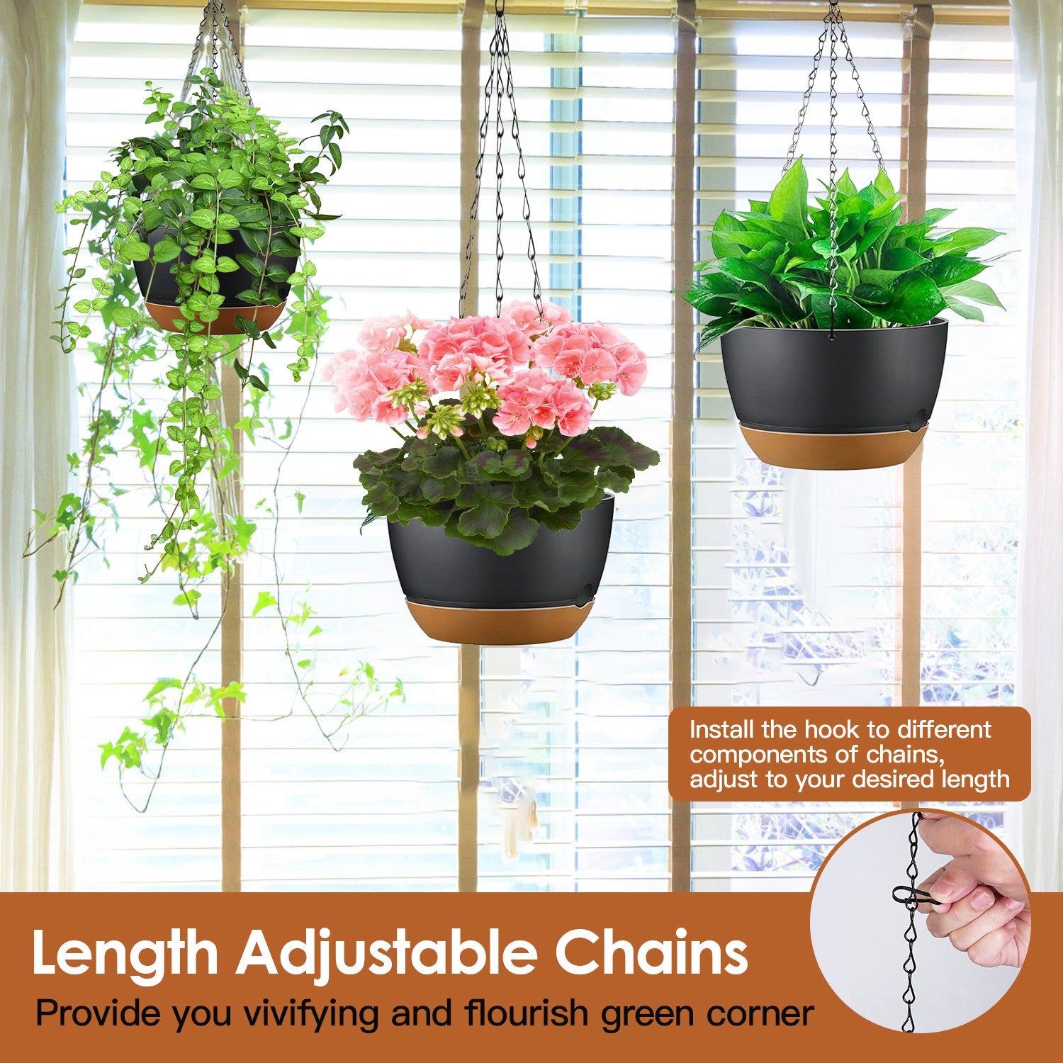 4Pcs indoor/outdoor hanging Planter with Drainage Holes